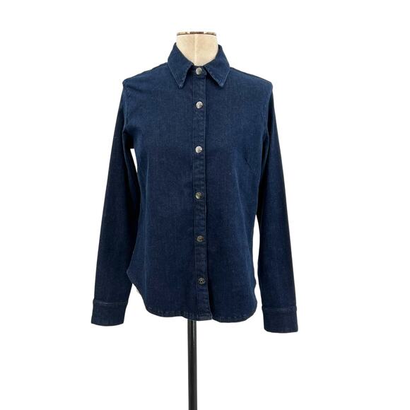 Anatomie Larissa Denim Shirt Long Sleeve Button Down Indigo Dark Blue Small - Picture 2 of 12